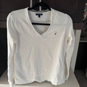 Nautica white v neck sweater